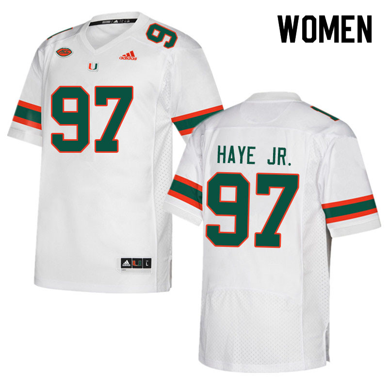 Women #97 Allan Haye Jr. Miami Hurricanes College Football Jerseys Sale-White